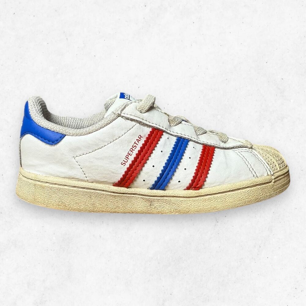 Adidas Originals Toddler Superstar White Blue Red Shoes Size 10K